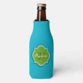 Rafraichisseur De Bouteilles Monogramme personnalisé Turquoise (Bottle Devant)