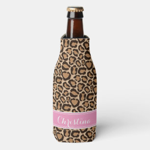 Rafraichisseur De Bouteilles Monogramme rose et Empreinte de léopard personnali