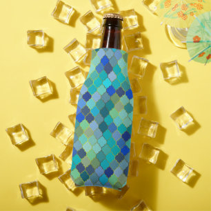 Rafraichisseur De Bouteilles Mosaïque marocaine bleue aqua