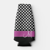 Rafraichisseur De Bouteilles Motif à points rose et noir avec Monogramme (Devant)
