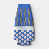 Rafraichisseur De Bouteilles Motif à thème de baseball nom personnalisé bleu (Devant)