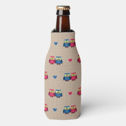Rafraichisseur De Bouteilles Motif avec chouettes amoureuses (Bottle Devant)