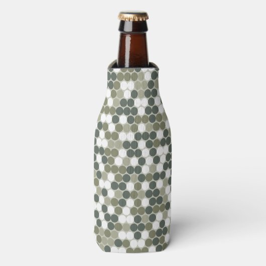 Rafraichisseur De Bouteilles Motif camo vert avec points rétro abstraits (Bottle Devant)
