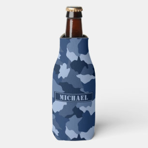 Rafraichisseur De Bouteilles Motif de camouflage bleu Nom du monogramme