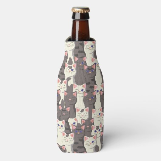 Rafraichisseur De Bouteilles Motif de chats blancs et gris (Bottle Devant)