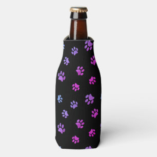 Rafraichisseur De Bouteilles Motif Empreintes de Pattes Rose Violet Bleu sur Fo