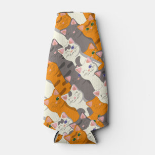 Rafraichisseur De Bouteilles Motif en diagonale du chat noir blanc gingembre