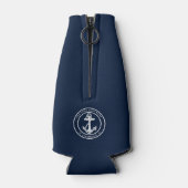 Rafraichisseur De Bouteilles Nautical Anchor Navy Blue Boat Name Custom (Dos)