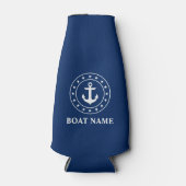 Rafraichisseur De Bouteilles Nautical Stars Nom du bateau Ancre Marine Bleu (Devant)