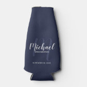 Rafraichisseur De Bouteilles Navy Blue Modern Script Cuomsmen personnalisé (Devant)