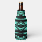 Rafraichisseur De Bouteilles Noir Blanc Turquoise Ombre Art Abstrait moderne (Bottle Devant)