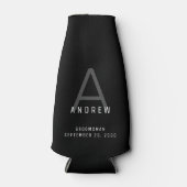 Rafraichisseur De Bouteilles Noir moderne Groomsmen Nom (Devant)