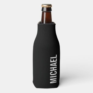 Rafraichisseur De Bouteilles Noir moderne minimaliste Nom personnalisé
