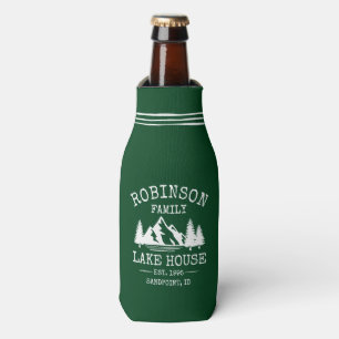 Rafraichisseur De Bouteilles Nom de famille Lake House Trees Forest Green