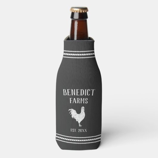 Rafraichisseur De Bouteilles Nom de ferme personnalisé du poulet rustique (Bottle Devant)