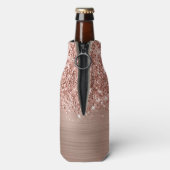 Rafraichisseur De Bouteilles Nom de script Glam Rose Gold Pailleté (Bouteille Dos)