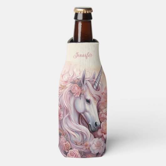 Rafraichisseur De Bouteilles Nom personnalisé belle licorne (Bottle Devant)