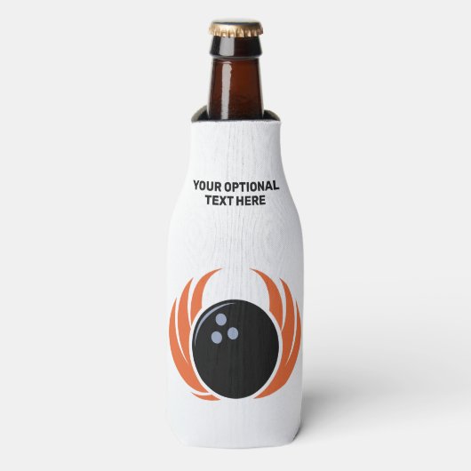 Rafraichisseur De Bouteilles Nom personnalisé Boule de Bowling avec flamme (Bottle Devant)