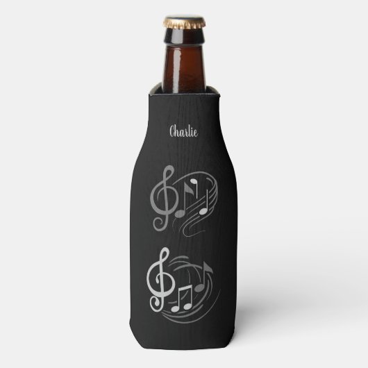 Rafraichisseur De Bouteilles Nom personnalisé des notes de musique (Bottle Devant)