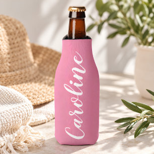 Rafraichisseur De Bouteilles Nom personnalisé écriture rose pour enterrement de