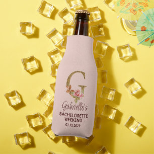 Rafraichisseur De Bouteilles Nom personnalisé Lettre G Roses rose poudré or