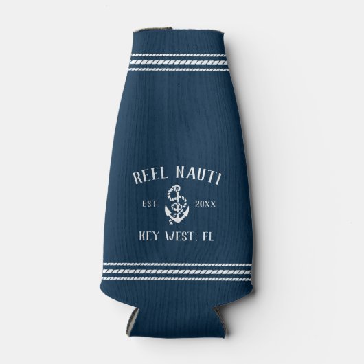 Rafraichisseur De Bouteilles Ocean Blue Rustic Ancre Nom personnalisé du bateau (Devant)