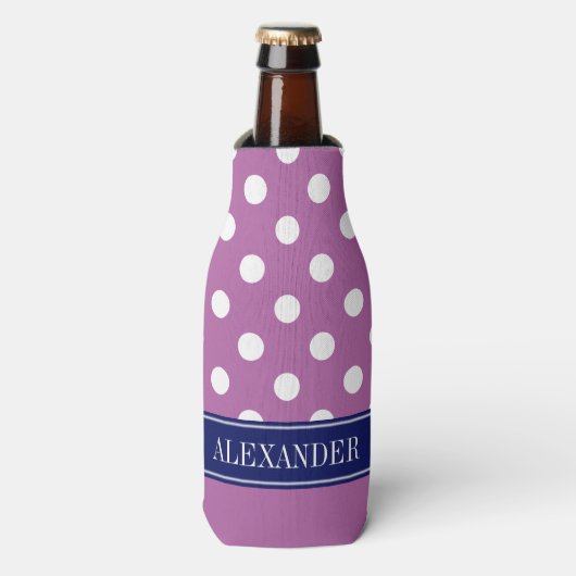Rafraichisseur De Bouteilles Orchidée violet LG Polka Dot CB Nom de la marine M (Bottle Devant)
