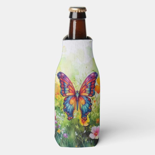 Rafraichisseur De Bouteilles Papillon Bleu Orange ailes (Bottle Devant)