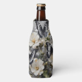 Rafraichisseur De Bouteilles Papillons Noir Et Blanc Sur Fleurs Blanches, (Bottle Devant)