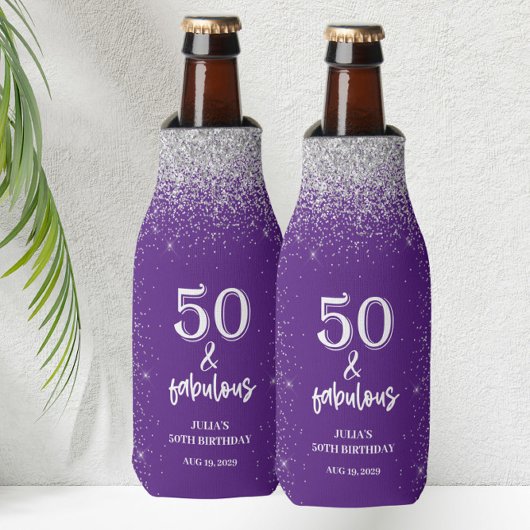 Rafraichisseur De Bouteilles Parties scintillant d'argent violet 50e fête d'ann
