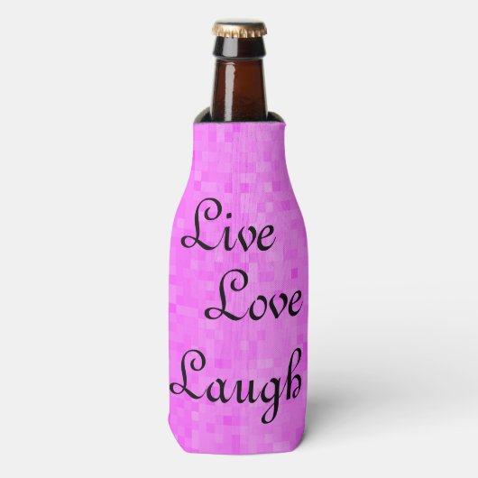 Rafraichisseur De Bouteilles Pink Live Love Rire Stubby Holder, (Bottle Devant)