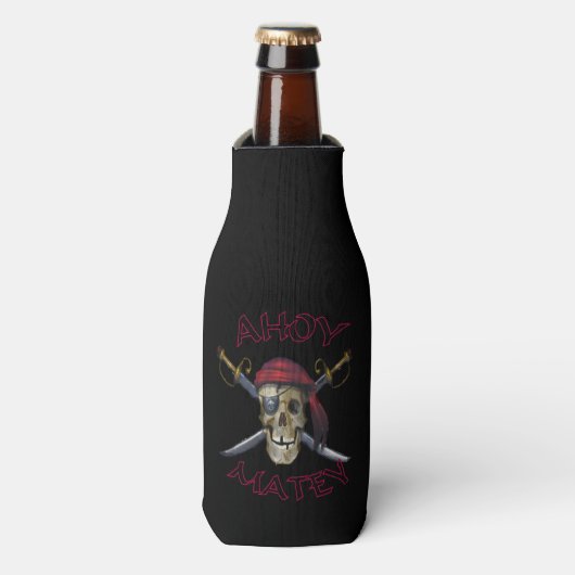 Rafraichisseur De Bouteilles Pirate crâne Ahoy Matey (Bottle Devant)