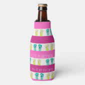 Rafraichisseur De Bouteilles Plage rose violet rayures nautiques (Bottle Devant)