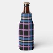 Rafraichisseur De Bouteilles Plaid Beverage Cooler – Blue & Lavender Checkered  (Bottle Devant)