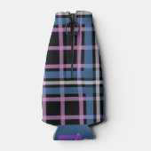 Rafraichisseur De Bouteilles Plaid Beverage Cooler – Blue & Lavender Checkered  (Dos)