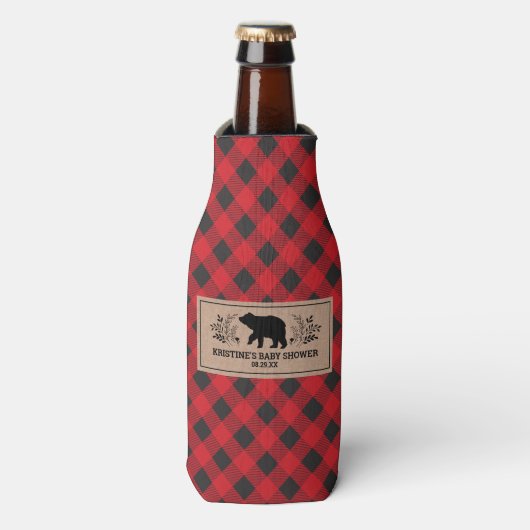 Rafraichisseur De Bouteilles Plaid de bisons de bûcheron Kraft personnalisé (Bottle Devant)