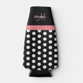 Rafraichisseur De Bouteilles Pois de script de monogramme rose noir blanc (Devant)