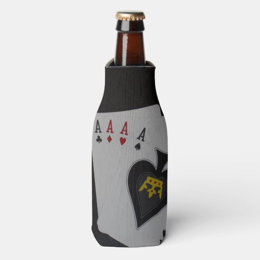 Rafraichisseur De Bouteilles Poker, Quad Aces Stubby Titulaire. (Bottle Devant)