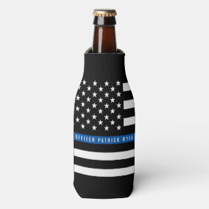 Rafraichisseur De Bouteilles Police Mince Blue Line Nom du monogramme du drapea