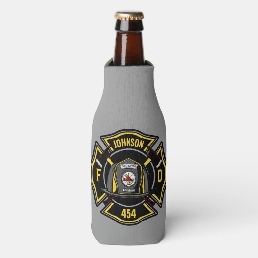 Rafraichisseur De Bouteilles Pompier AJOUTER NOM Équipe de secours du service d (Bottle Devant)