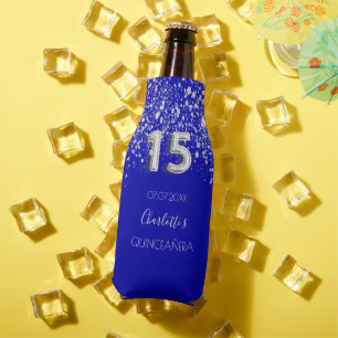 Rafraichisseur De Bouteilles Quinceanera royal bleu argent nom de la poussière