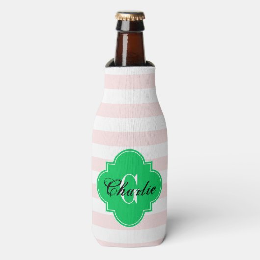 Rafraichisseur De Bouteilles Rayure de rugby vert émeraude (Bottle Devant)