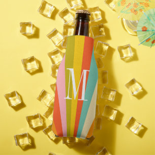 Rafraichisseur De Bouteilles Rayures rétro colorées monogramme