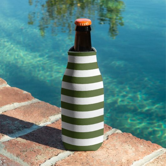 Rafraichisseur De Bouteilles Rayures vert mousse foncé et blanc (Piscine in situ)