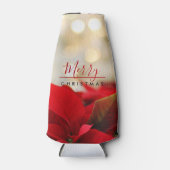 Rafraichisseur De Bouteilles Red Poinsettias Joyeux Noël Bokeh Lumières (Devant)