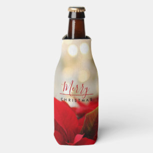 Rafraichisseur De Bouteilles Red Poinsettias Joyeux Noël Bokeh Lumières
