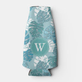 Rafraichisseur De Bouteilles Rétro Blue Hawaiian Monstera Leaf Monogram (Devant)