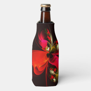 Rafraichisseur De Bouteilles Rouge Vert Floral Moderne Art Abstrait Motif #02