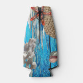 Rafraichisseur De Bouteilles Rustique Nautique Bleu Burlap Starfish (Dos)