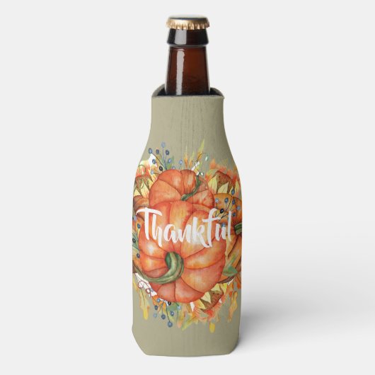 Rafraichisseur De Bouteilles Sage Green & Orange Citrouille Bounty Thanksgiving (Bottle Devant)